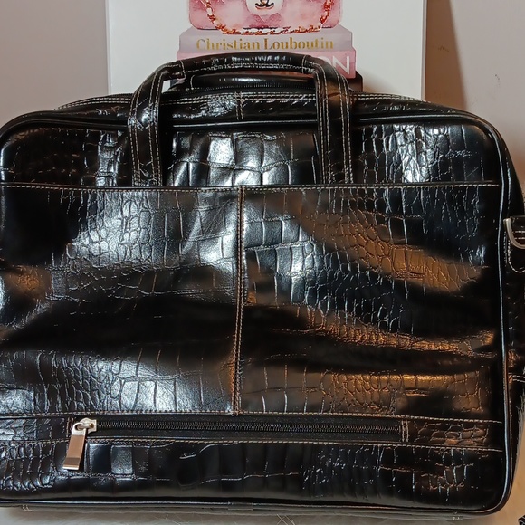 Siamod Embossed Crocc Leather Laptop Briefcase - Picture 3 of 12